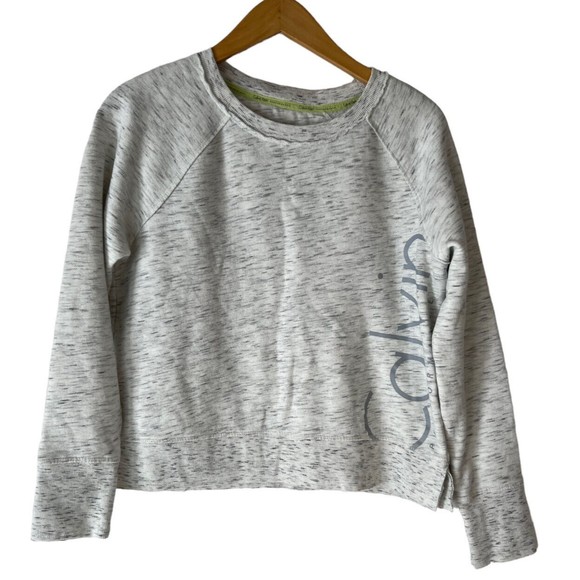 Calvin Klein Sweaters - Calvin Klein Performance White Gray Cropped Pullover Sweatshirt Women's Size M